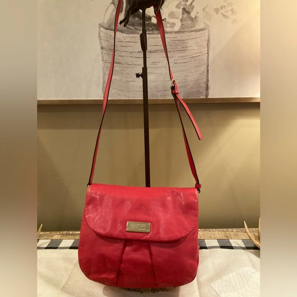 Marc Jacobs Leather MARChive‎ Crossbody Front Flap Bag $398 Shoulder Purse Pink